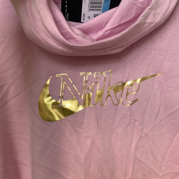 Nike Gold Logo Pink Funnel Neck Hoodie size Medium - Picture 10 of 11